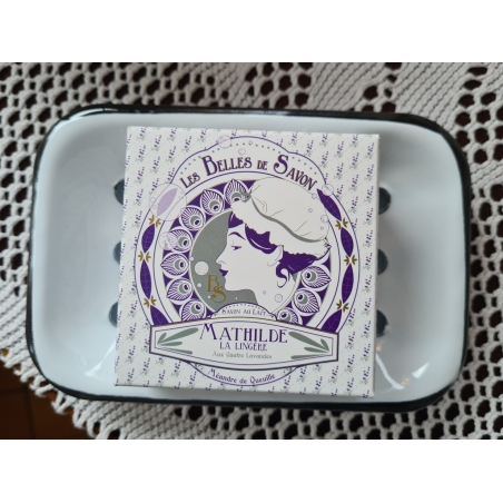 Porte-savon rétro émaillé blanc