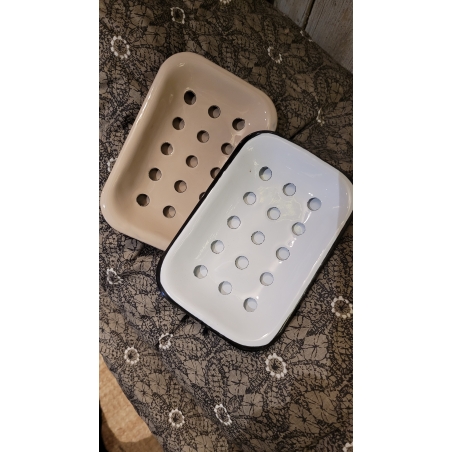 Porte-savon rétro émaillé taupe