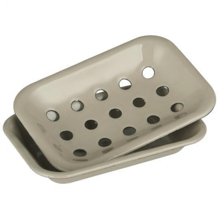 Porte-savon rétro émaillé taupe