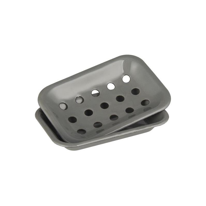 Porte-savon rétro émaillé gris