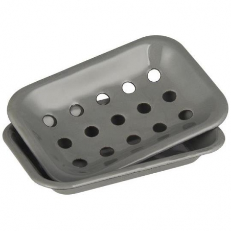 Porte-savon rétro émaillé gris