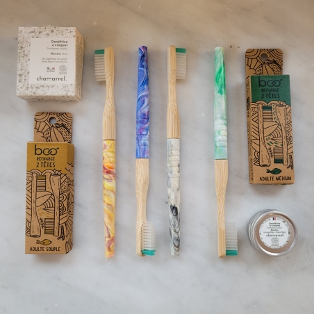 Brosse à dents SOUPLE REUTILISABLE en PLASTIQUE RECYCLE à tête amovible