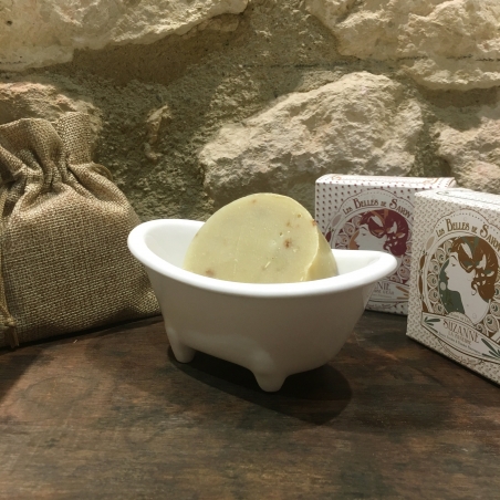 Porte-savon céramique en forme de baignoire ancienne blanche