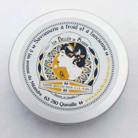 Boîte à savon classique en alu brossé avec autocollant - Belles de Savon Boîte à savon classique en alu brossé avec autocollant - Belles de Savon