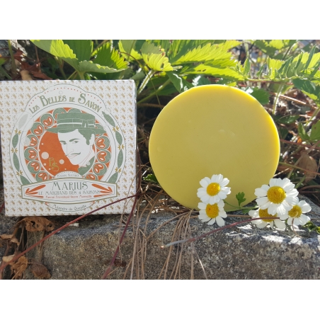 Savon Mandarine façon Marseille, riche en huile d'olive et jojoba