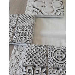 porte savon carré façon carreau de ciment noir et blanc - 3 motifs aléatoires disponibles