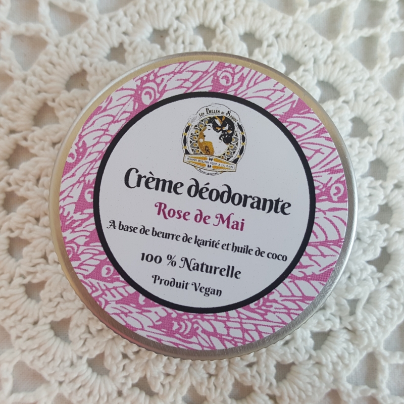Crème dédorante naturelle et végane à la rose...