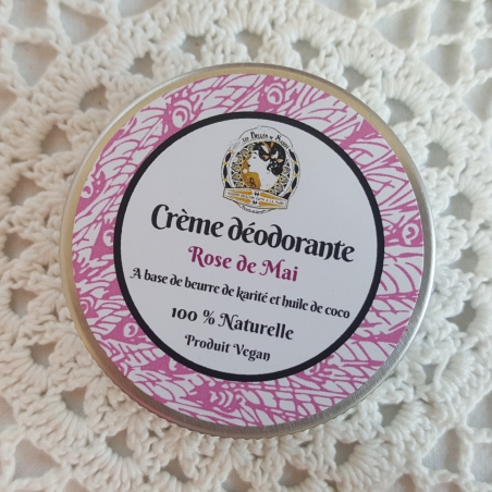 Crème dédorante naturelle et végane à la rose de Mai format voyage 30 ml
