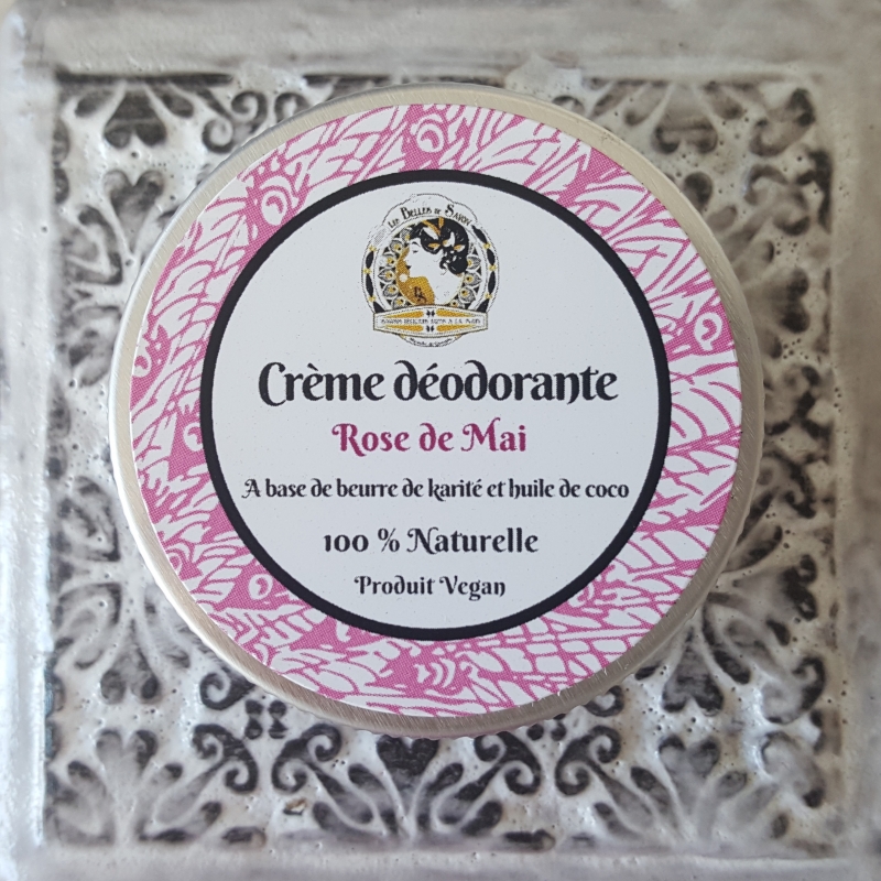 Crème dédorante naturelle et végane à la rose...
