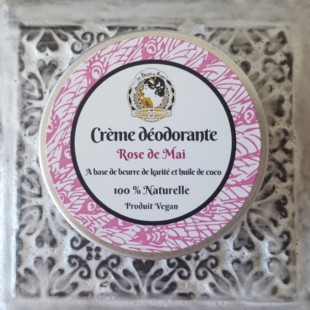 Crème dédorante naturelle et végane à la rose de Mai format voyage 30 ml