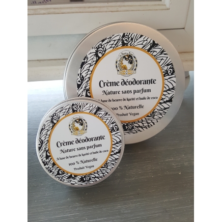 Crème déodorante naturelle et végane sans parfum format voyage 30 ml