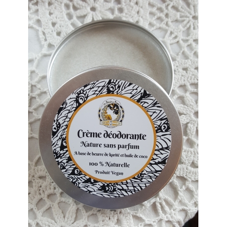 Crème déodorante naturelle et végane sans parfum format voyage 30 ml