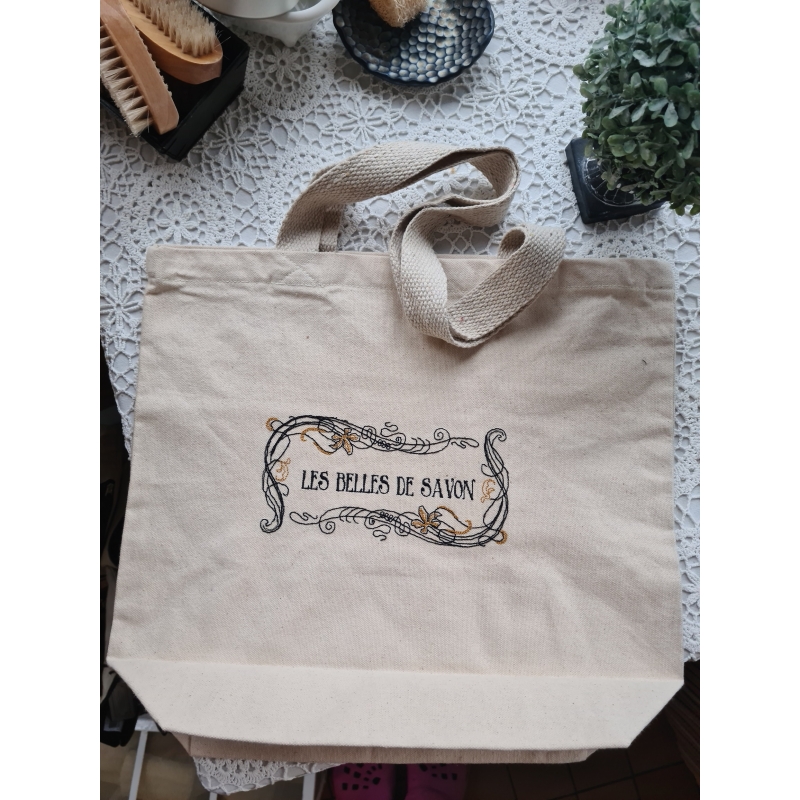 Sac cabas réutilisable en coton brodé bio - Les...