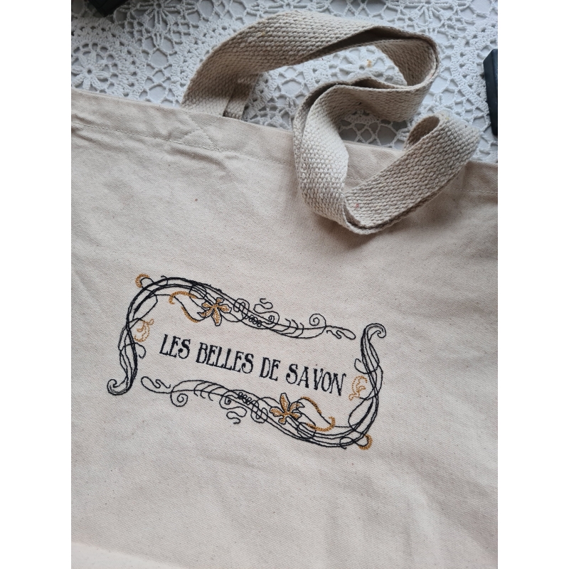 Sac cabas réutilisable en coton brodé bio - Les...