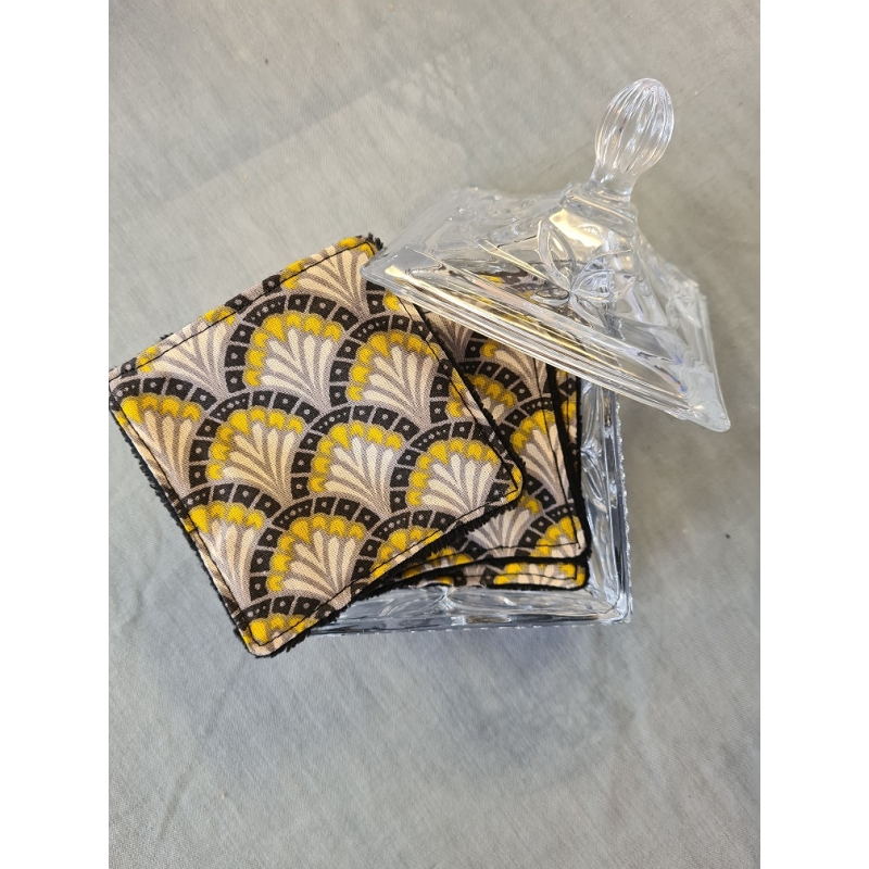 Set de lingettes et sa boité décorative en verre rétro Set de lingettes et sa boité décorative en verre rétro