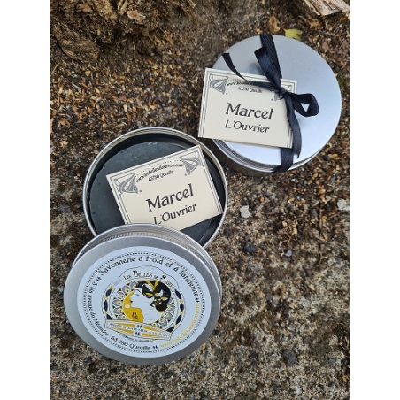 Savon naturel de rasage crème de ricin et charbon